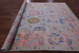 Blue Turkish Oushak Hand Knotted Wool Rug - 9' 2" X 11' 7" - Golden Nile