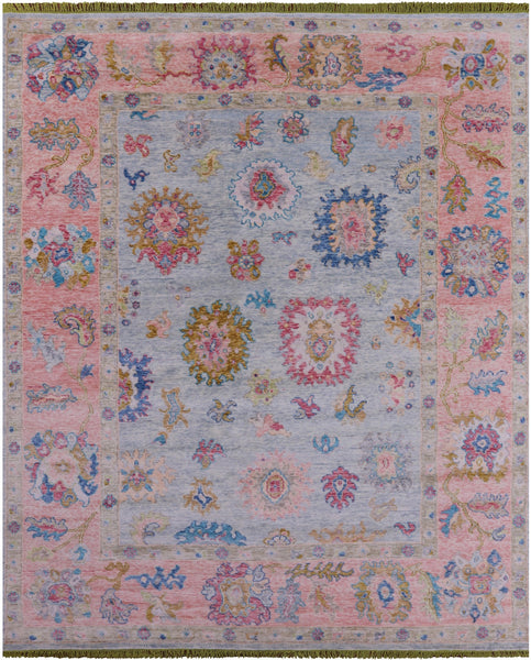 Blue Turkish Oushak Hand Knotted Wool Rug - 9' 2" X 11' 7" - Golden Nile