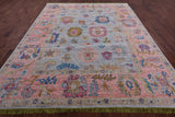 Blue Turkish Oushak Hand Knotted Wool Rug - 9' 2" X 11' 7" - Golden Nile
