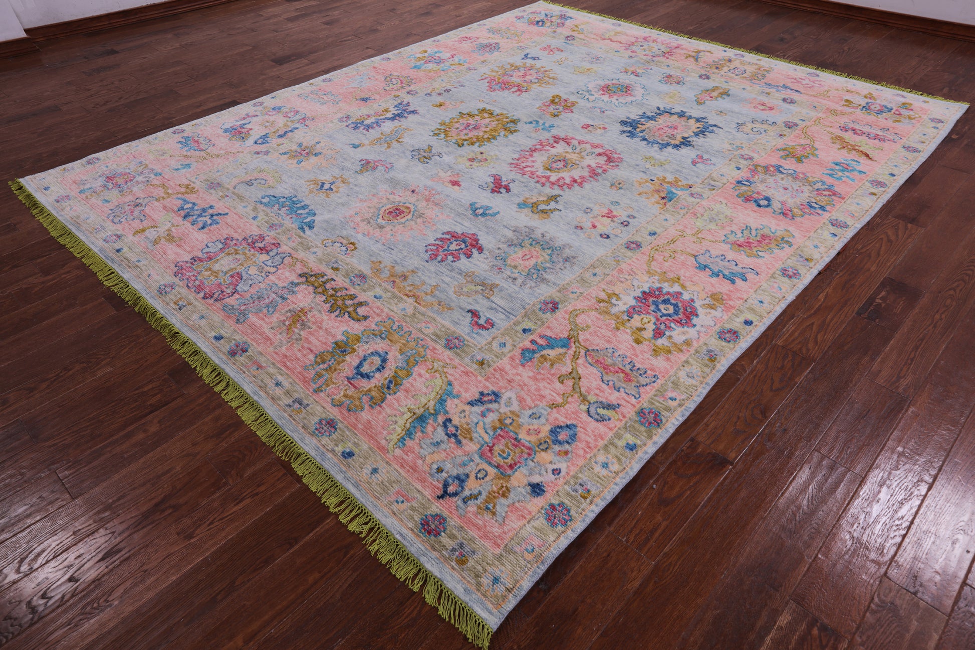 Blue Turkish Oushak Hand Knotted Wool Rug - 9' 2" X 11' 7" - Golden Nile