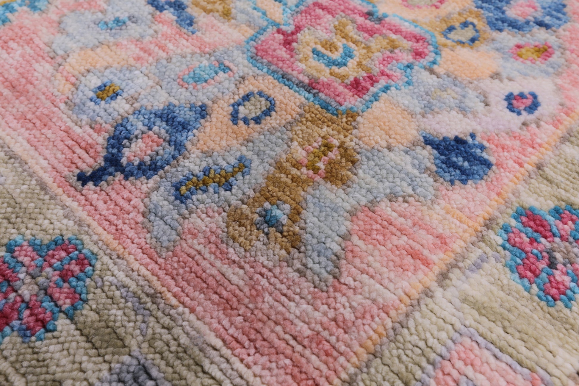 Blue Turkish Oushak Hand Knotted Wool Rug - 9' 2" X 11' 7" - Golden Nile