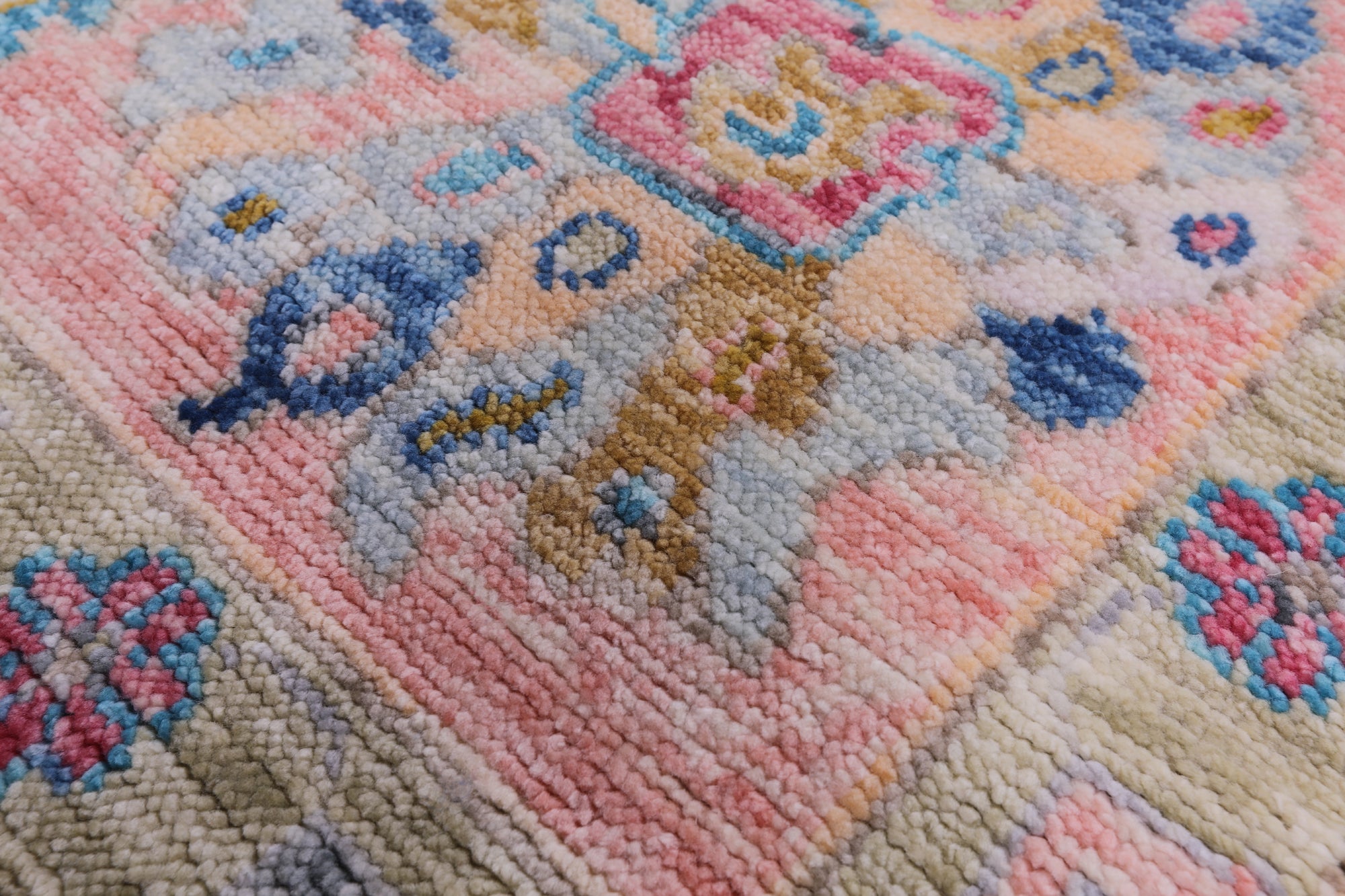 Blue Turkish Oushak Hand Knotted Wool Rug - 9' 2" X 11' 7" - Golden Nile