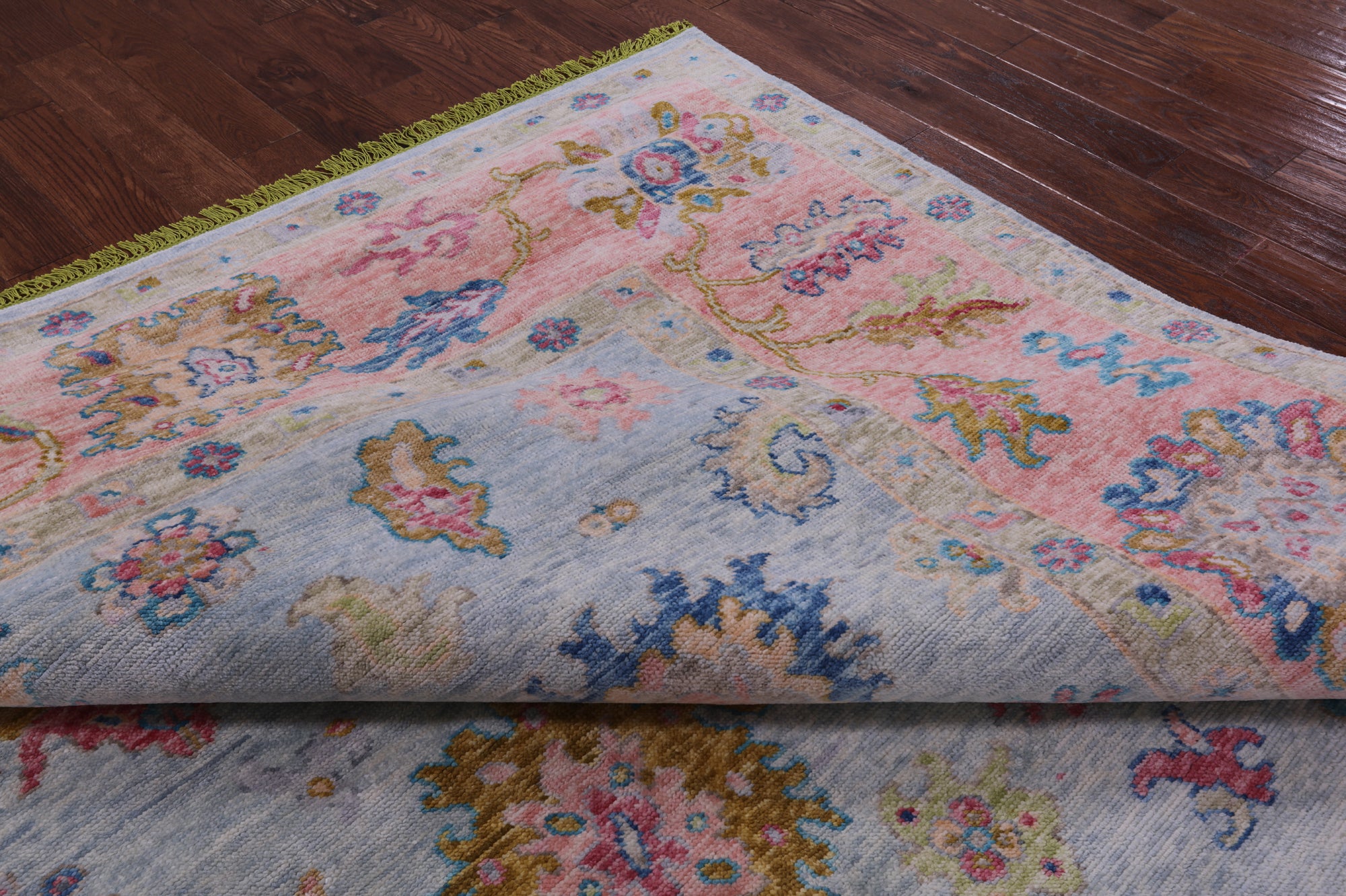 Blue Turkish Oushak Hand Knotted Wool Rug - 9' 2" X 11' 7" - Golden Nile