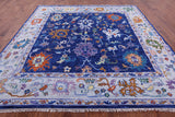 Blue Square Turkish Oushak Hand Knotted Wool Rug - 10' 0" X 10' 1" - Golden Nile
