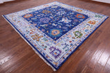 Blue Square Turkish Oushak Hand Knotted Wool Rug - 10' 0" X 10' 1" - Golden Nile
