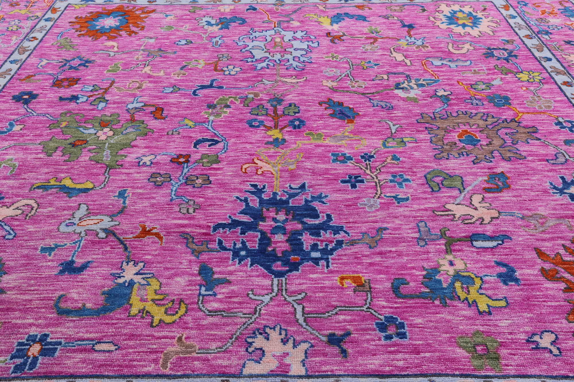 Pink Square Turkish Oushak Hand Knotted Wool Rug - 12' 1" X 12' 2" - Golden Nile