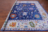 Blue Square Turkish Oushak Hand Knotted Wool Rug - 10' 11" X 11' 1" - Golden Nile
