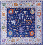 Blue Square Turkish Oushak Hand Knotted Wool Rug - 10' 11" X 11' 1" - Golden Nile