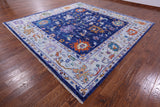 Blue Square Turkish Oushak Hand Knotted Wool Rug - 10' 11" X 11' 1" - Golden Nile