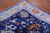 Blue Square Turkish Oushak Hand Knotted Wool Rug - 10' 11" X 11' 1" - Golden Nile