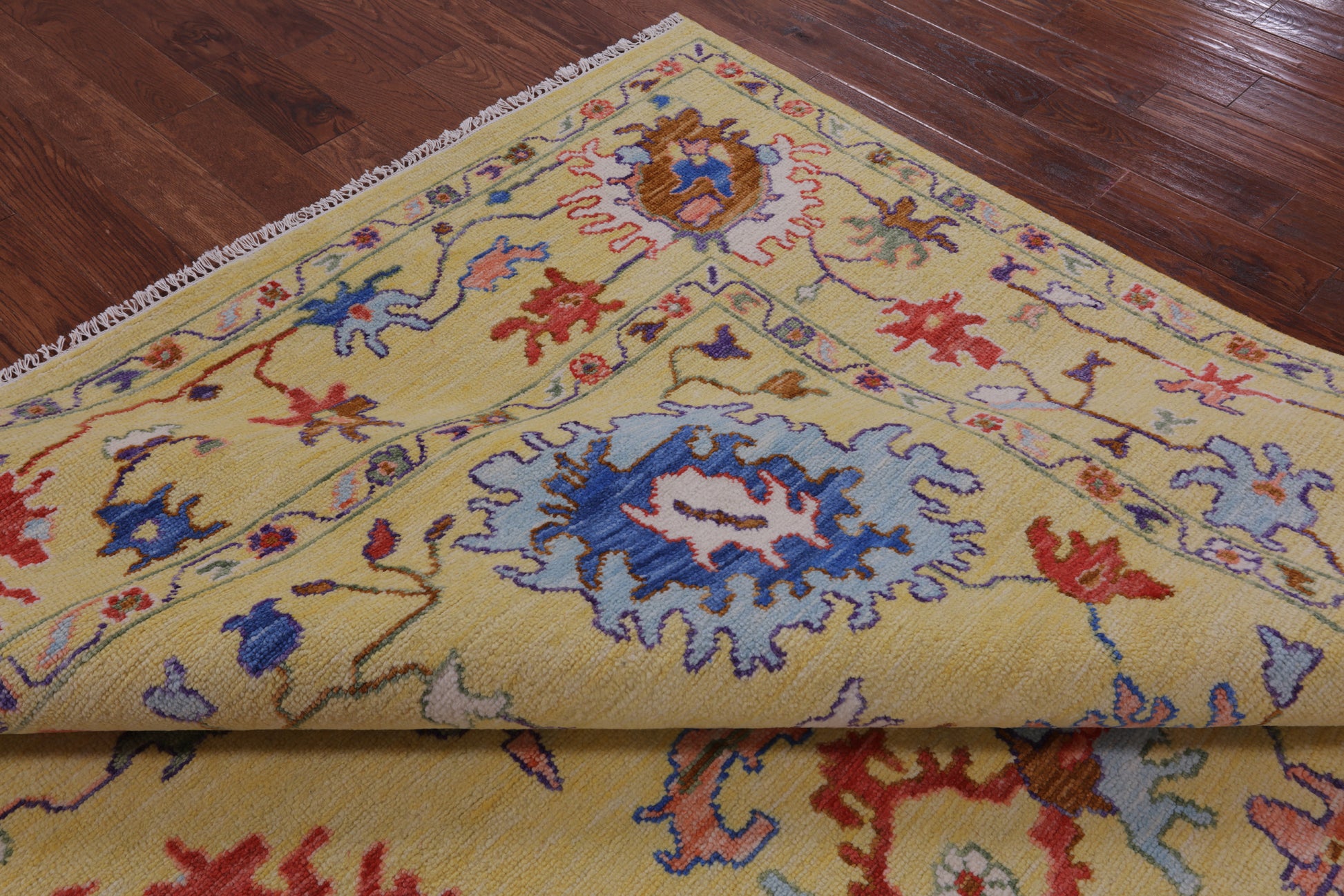 Gold Square Turkish Oushak Hand Knotted Wool Rug - 9' 11" X 10' 0" - Golden Nile