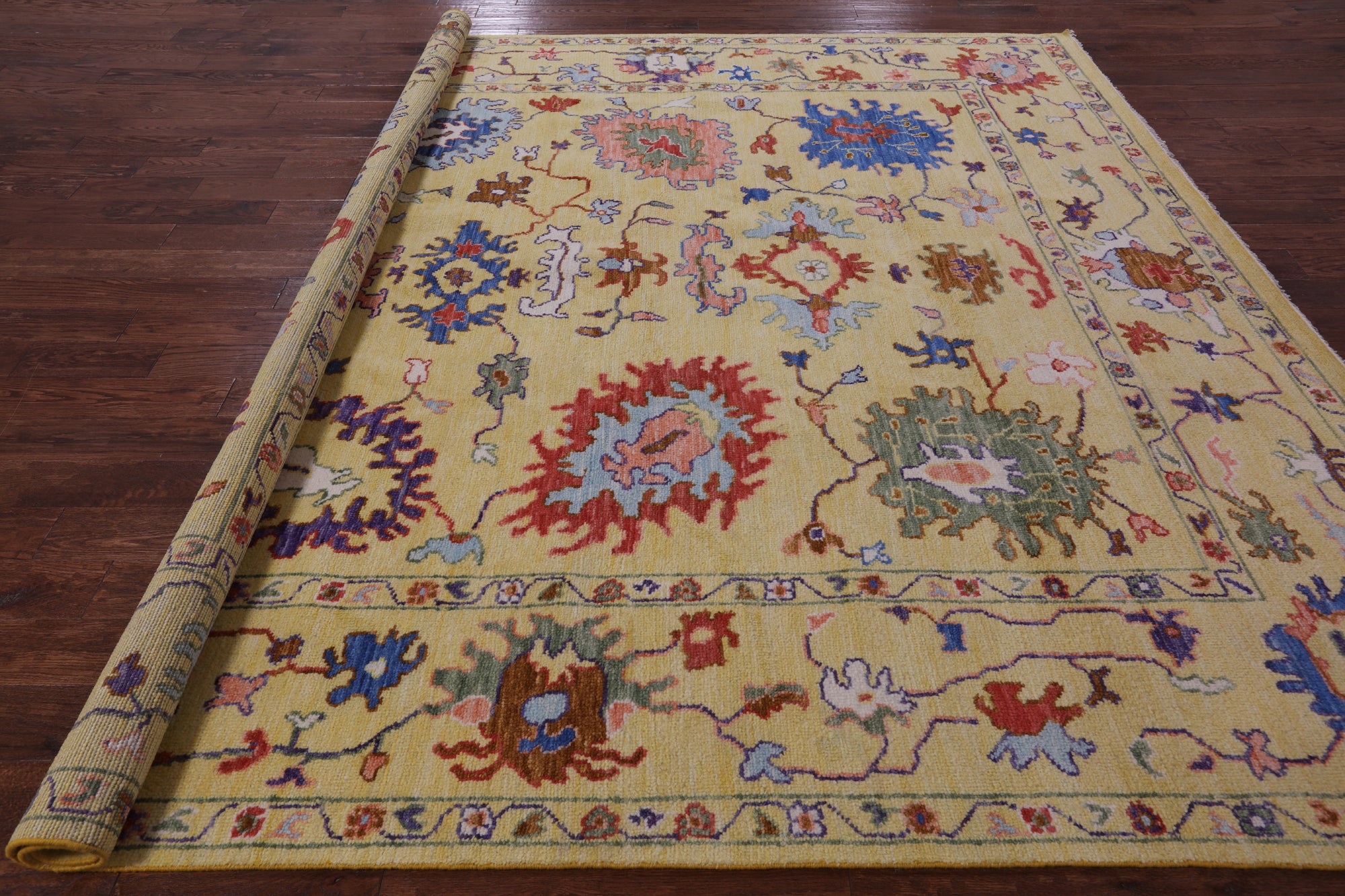 Gold Square Turkish Oushak Hand Knotted Wool Rug - 9' 11" X 10' 0" - Golden Nile