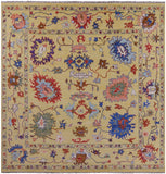 Gold Square Turkish Oushak Hand Knotted Wool Rug - 9' 11" X 10' 0" - Golden Nile