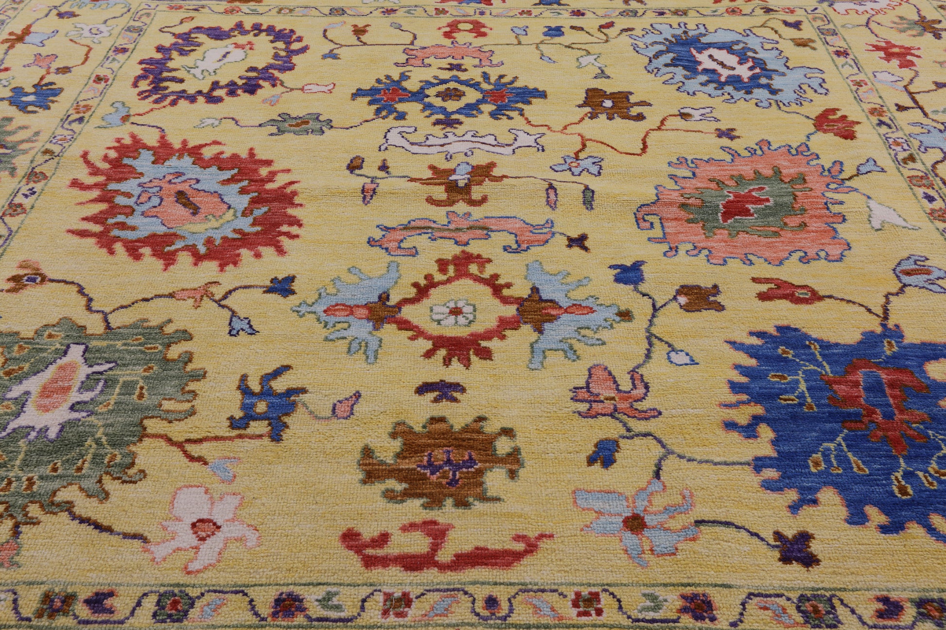Gold Square Turkish Oushak Hand Knotted Wool Rug - 9' 11" X 10' 0" - Golden Nile