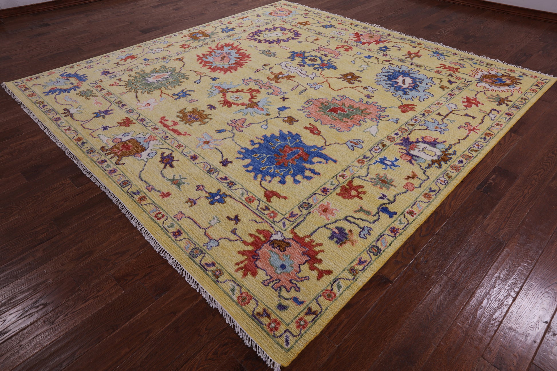 Gold Square Turkish Oushak Hand Knotted Wool Rug - 9' 11" X 10' 0" - Golden Nile