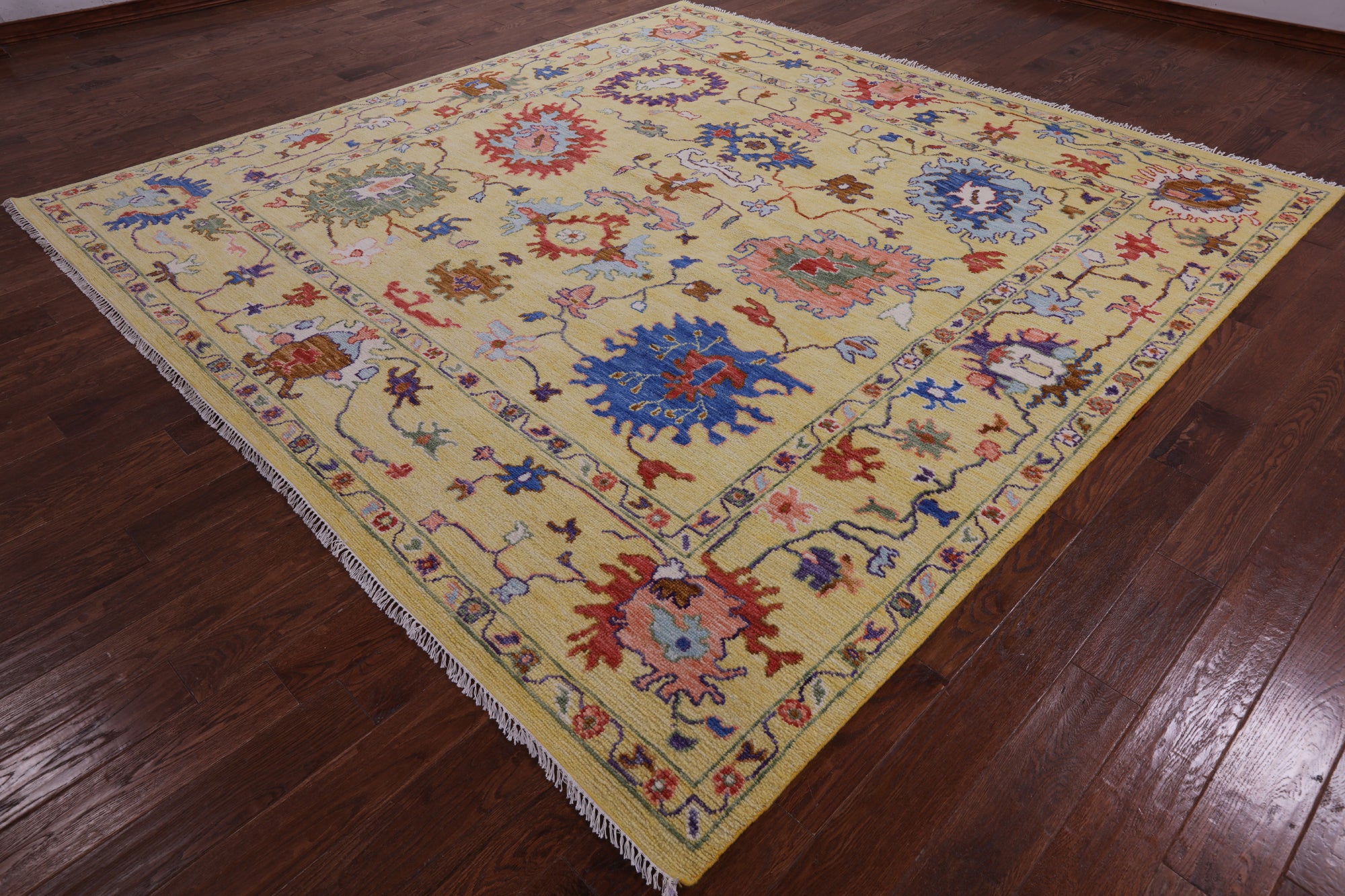 Gold Square Turkish Oushak Hand Knotted Wool Rug - 9' 11" X 10' 0" - Golden Nile