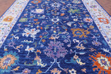 Blue Turkish Oushak Hand Knotted Wool Rug - 10' 4" X 14' 1" - Golden Nile