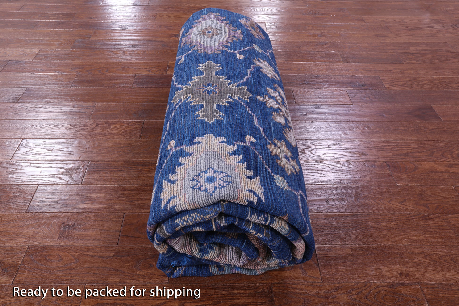 Blue Turkish Oushak Handmade Wool Rug - 10' 2" X 13' 9" - Golden Nile