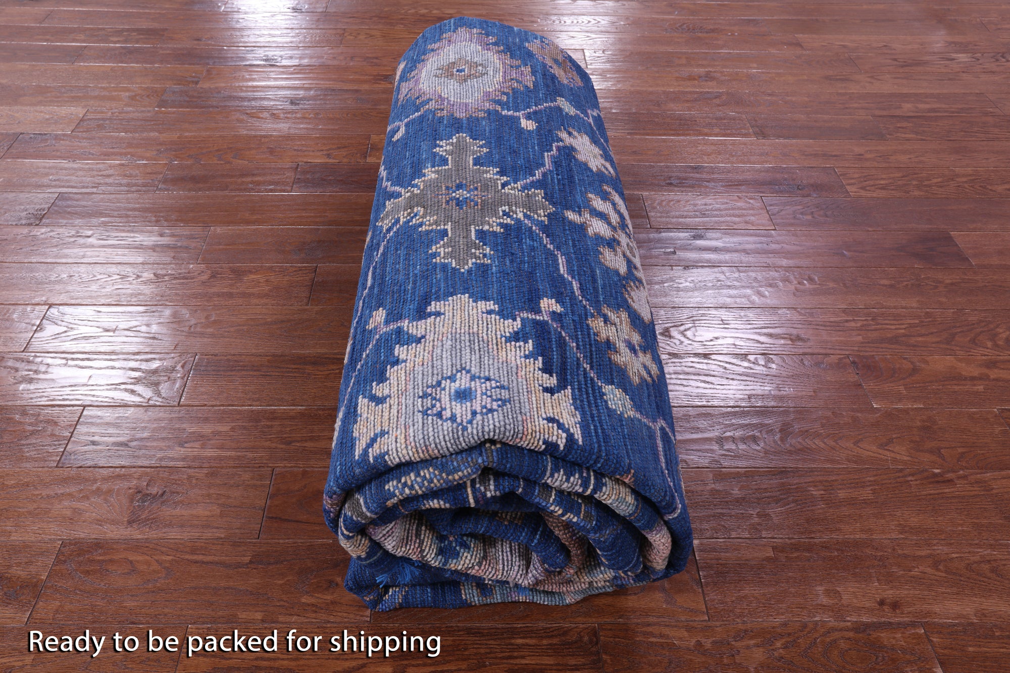 Blue Turkish Oushak Handmade Wool Rug - 10' 2" X 13' 9" - Golden Nile