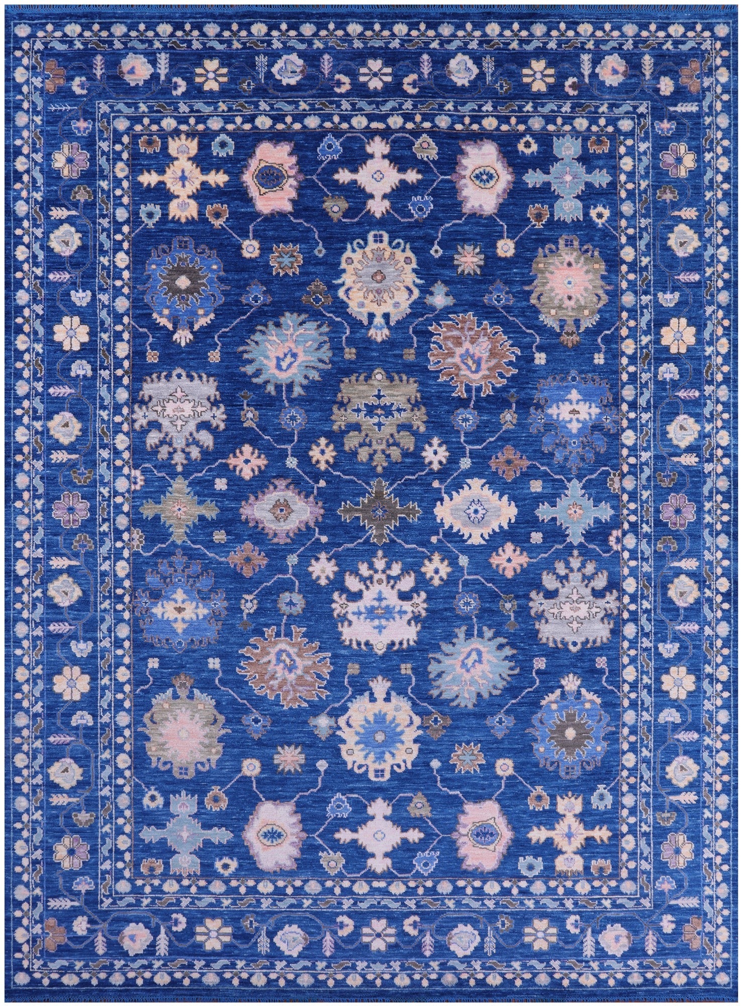 Blue Turkish Oushak Handmade Wool Rug - 10' 2" X 13' 9" - Golden Nile