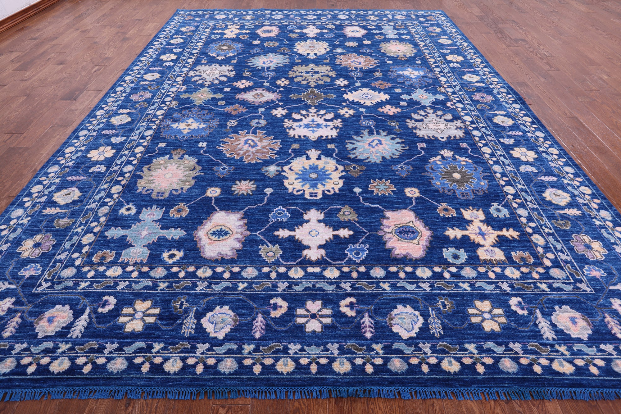 Blue Turkish Oushak Handmade Wool Rug - 10' 2" X 13' 9" - Golden Nile