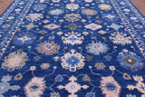 Blue Turkish Oushak Handmade Wool Rug - 10' 2" X 13' 9" - Golden Nile