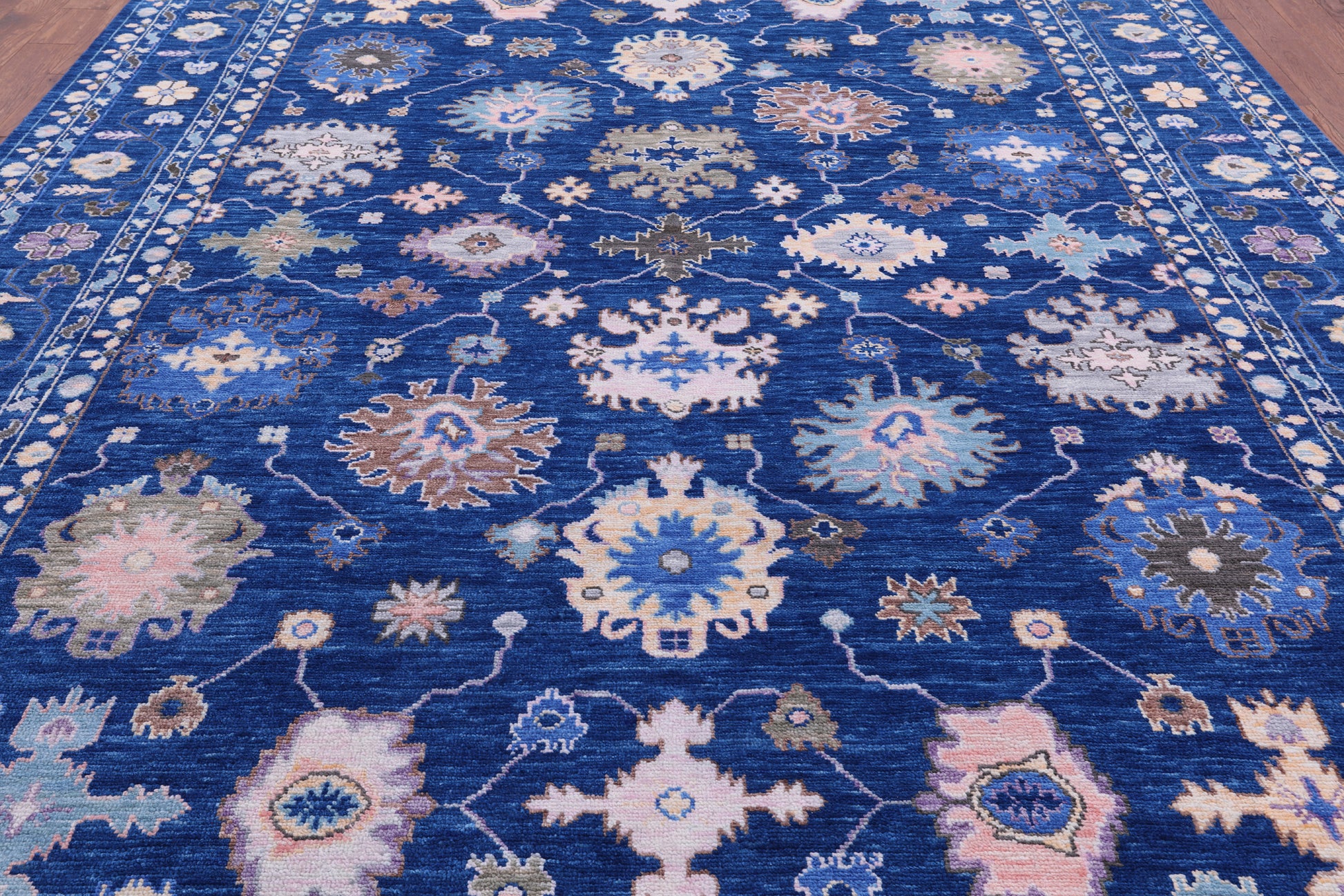Blue Turkish Oushak Handmade Wool Rug - 10' 2" X 13' 9" - Golden Nile