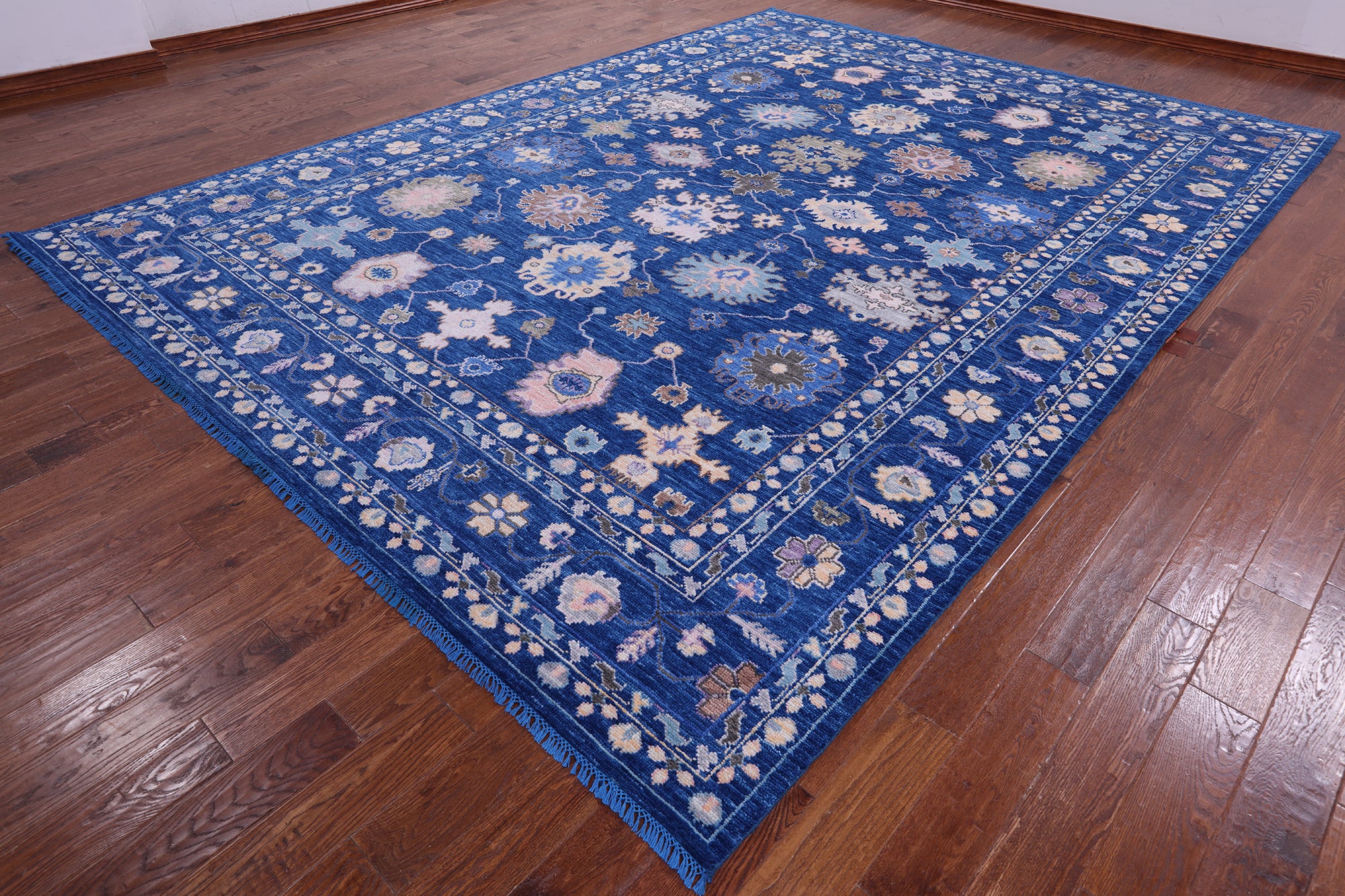 Blue Turkish Oushak Handmade Wool Rug - 10' 2" X 13' 9" - Golden Nile
