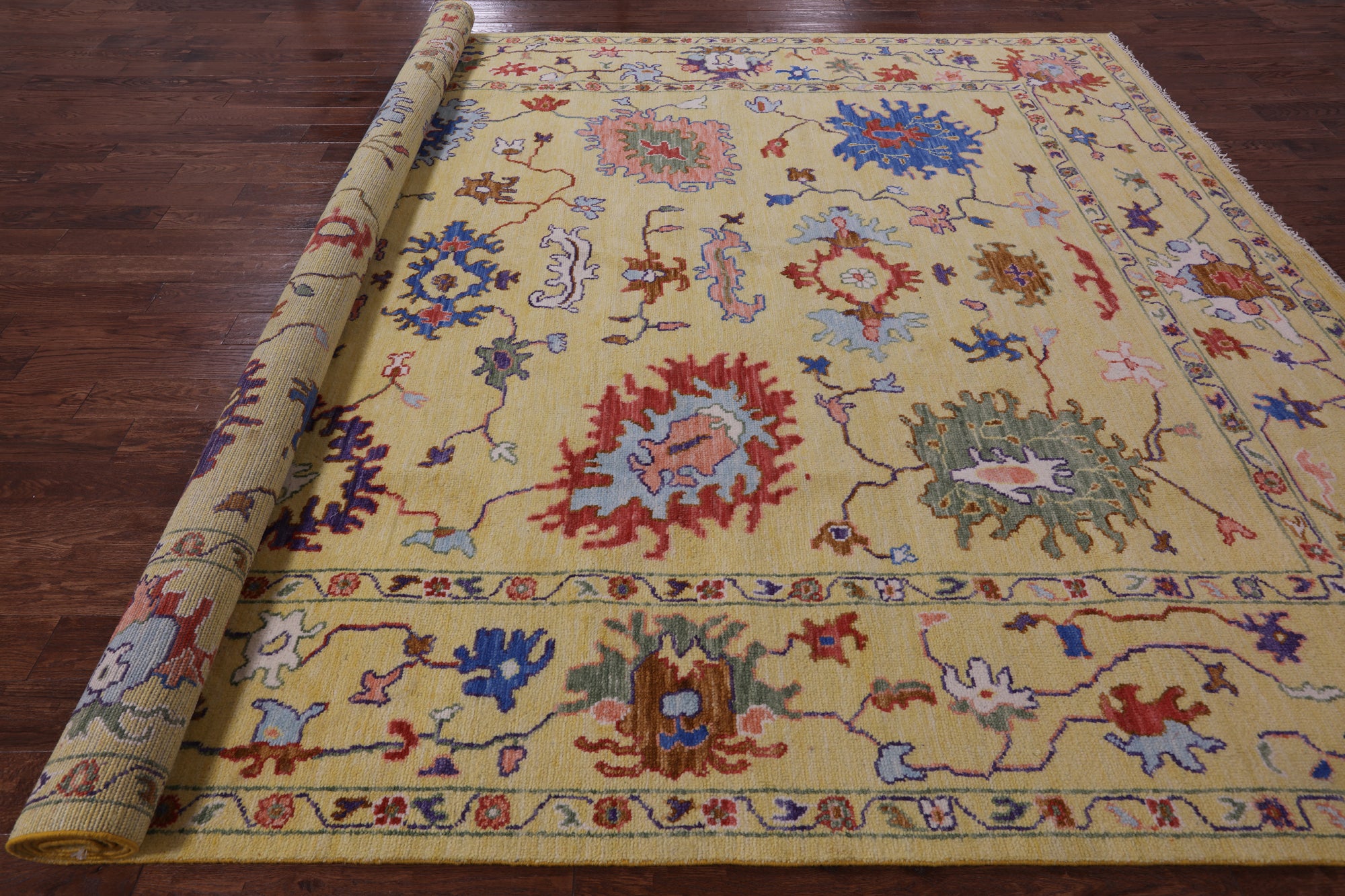 Gold Turkish Oushak Hand Knotted Wool Rug - 10' 3" X 14' 3" - Golden Nile