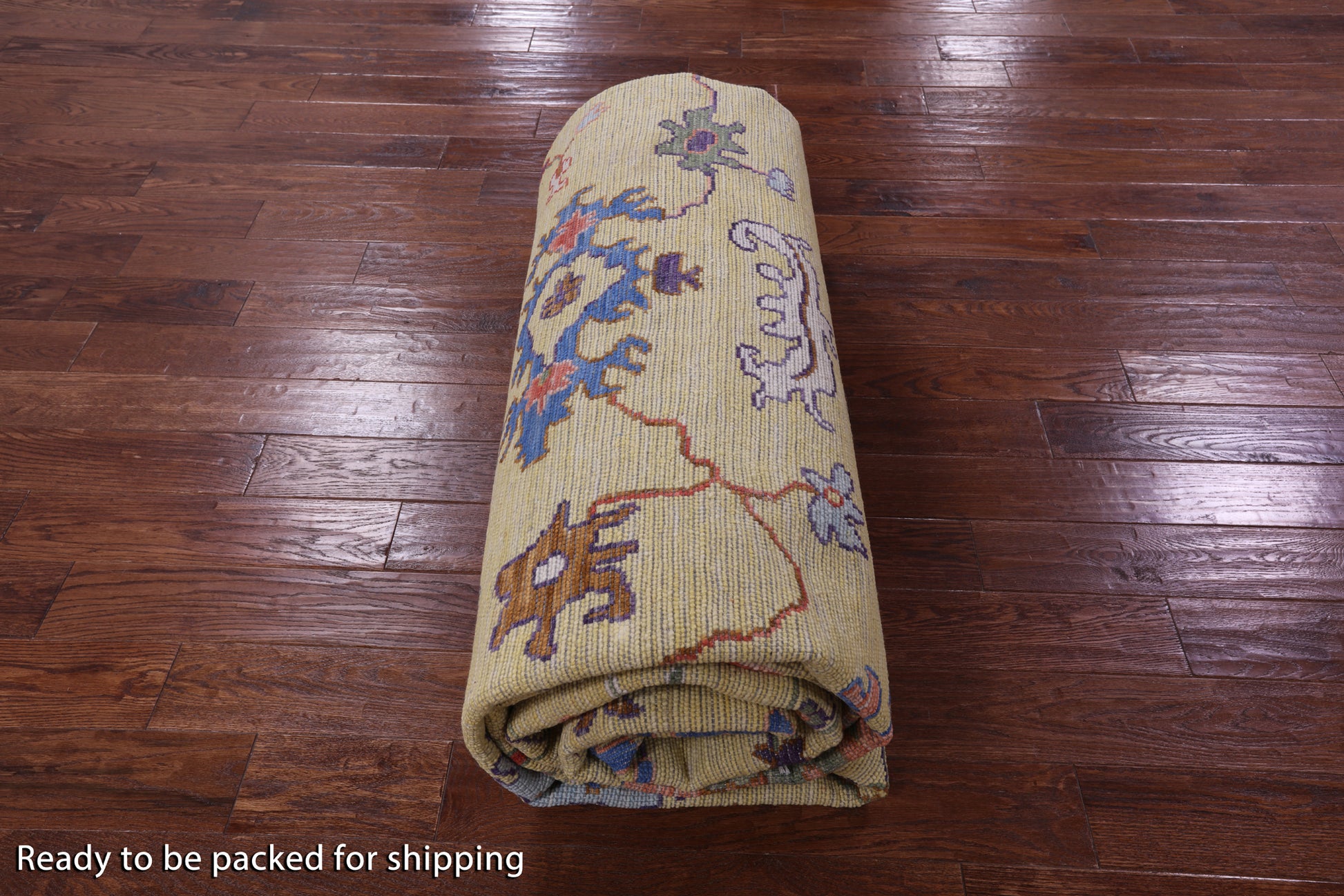 Gold Turkish Oushak Hand Knotted Wool Rug - 10' 3" X 14' 3" - Golden Nile