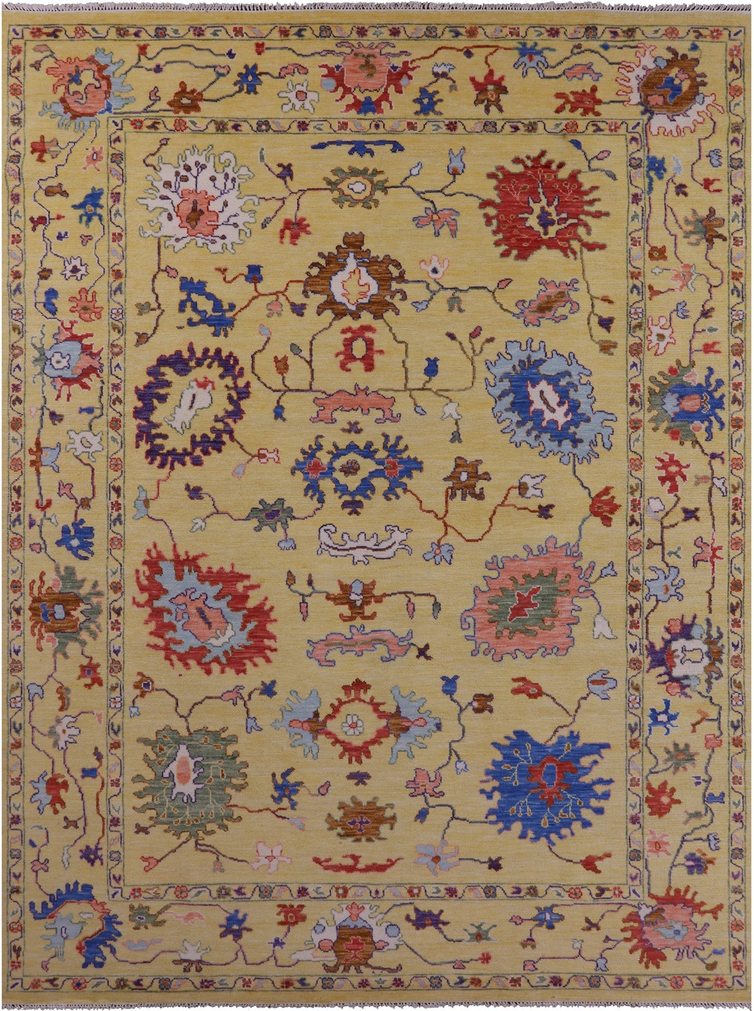 Gold Turkish Oushak Hand Knotted Wool Rug - 10' 3" X 14' 3" - Golden Nile