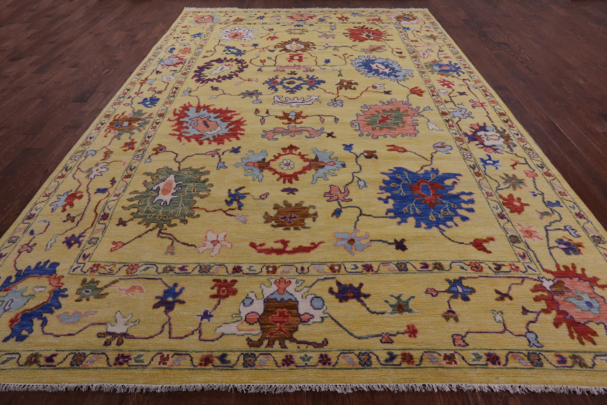 Gold Turkish Oushak Hand Knotted Wool Rug - 10' 3" X 14' 3" - Golden Nile
