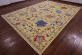 Gold Turkish Oushak Hand Knotted Wool Rug - 10' 3" X 14' 3" - Golden Nile
