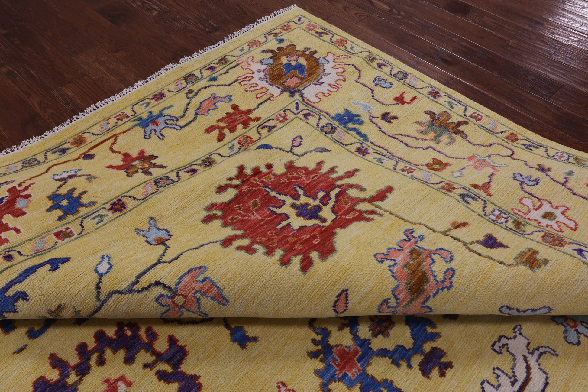 Gold Turkish Oushak Hand Knotted Wool Rug - 10' 3" X 14' 3" - Golden Nile