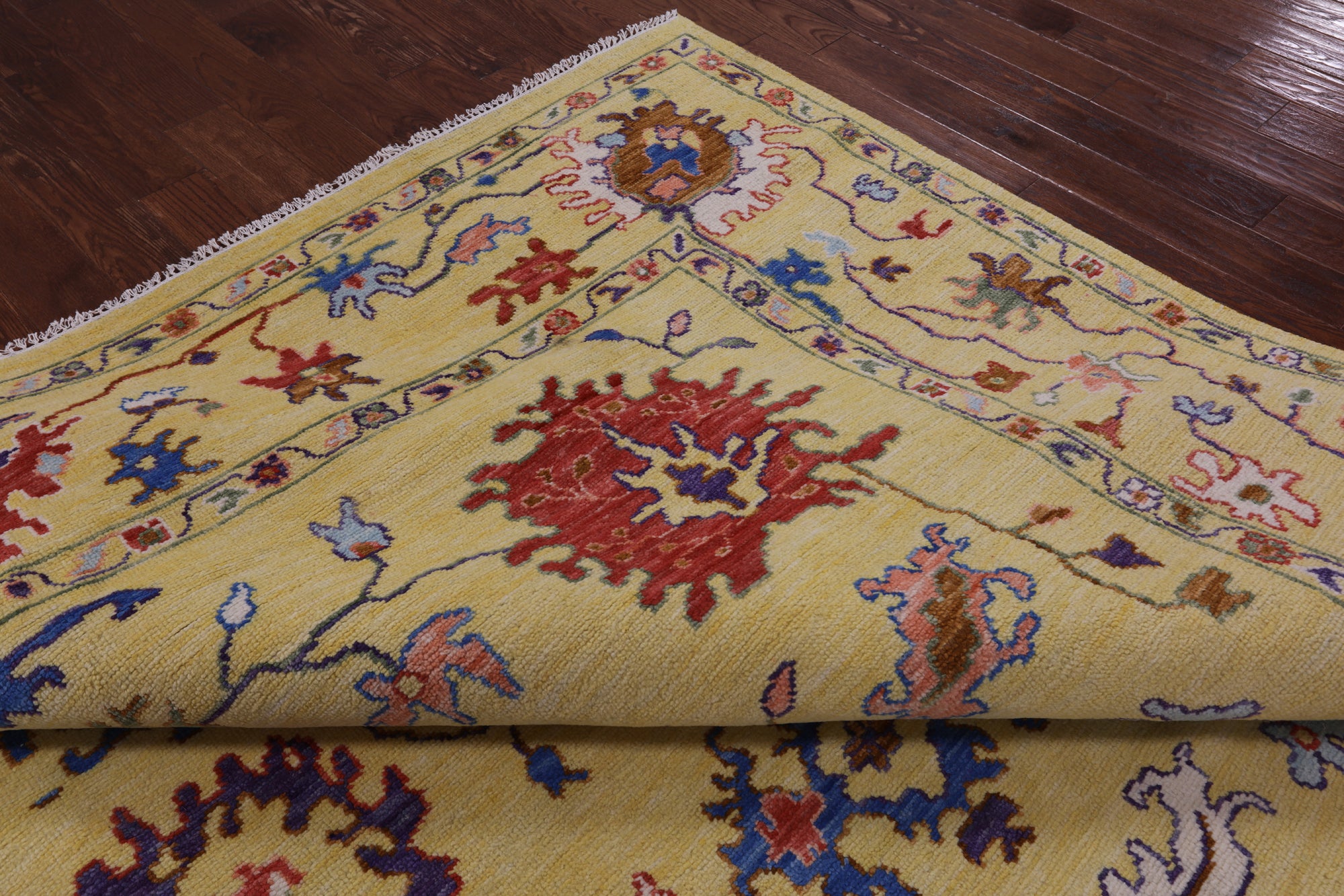 Gold Turkish Oushak Hand Knotted Wool Rug - 10' 3" X 14' 3" - Golden Nile