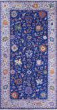 Blue Turkish Oushak Hand Knotted Wool Rug - 9' 1" X 17' 11" - Golden Nile