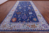 Blue Turkish Oushak Hand Knotted Wool Rug - 9' 1" X 17' 11" - Golden Nile