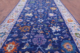 Blue Turkish Oushak Hand Knotted Wool Rug - 9' 1" X 17' 11" - Golden Nile
