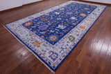 Blue Turkish Oushak Hand Knotted Wool Rug - 9' 1" X 17' 11" - Golden Nile
