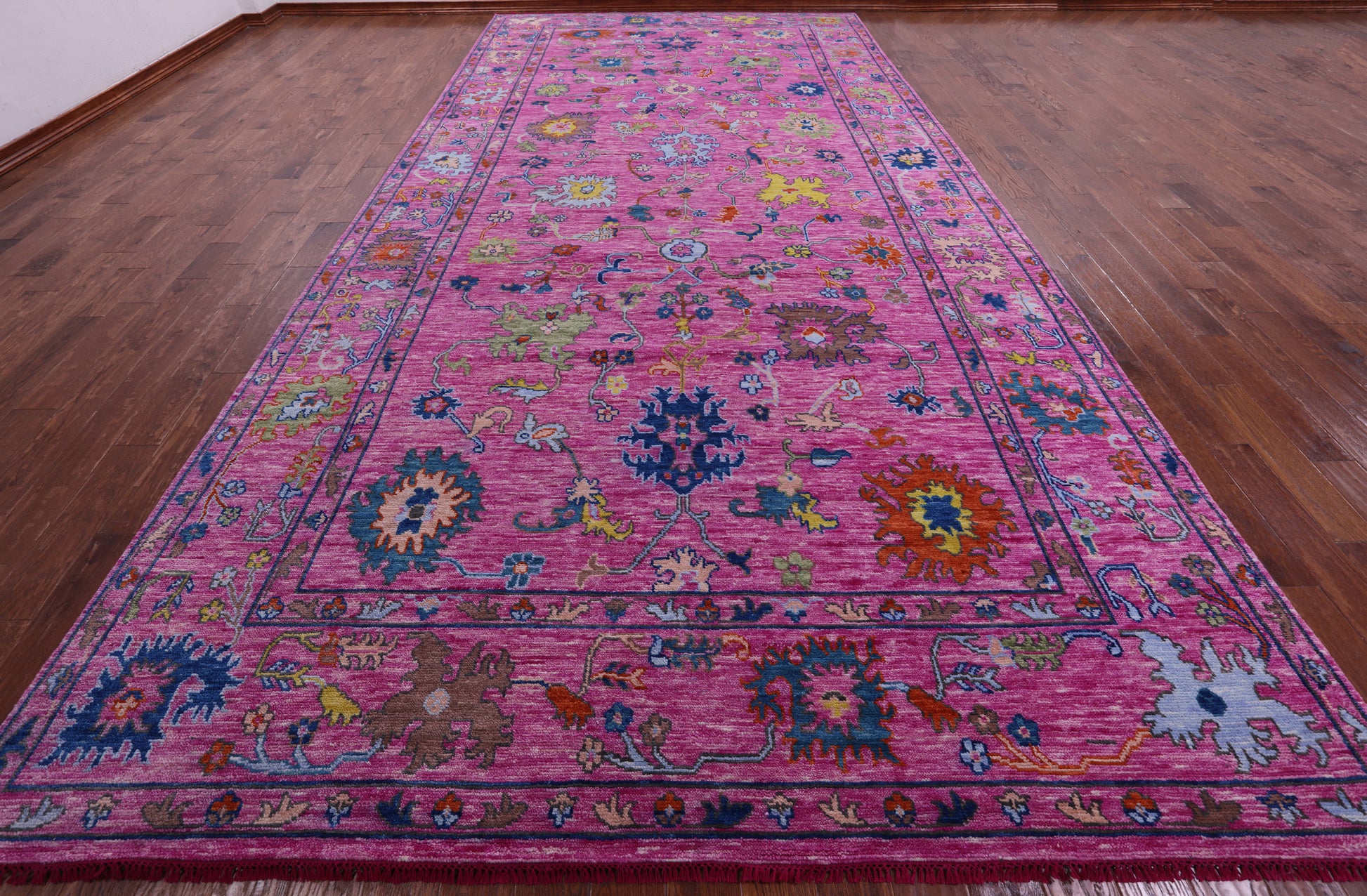 Pink Turkish Oushak Hand Knotted Wool Rug - 8' 11" X 19' 0" - Golden Nile