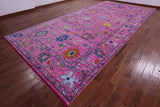 Pink Turkish Oushak Hand Knotted Wool Rug - 8' 11" X 19' 0" - Golden Nile