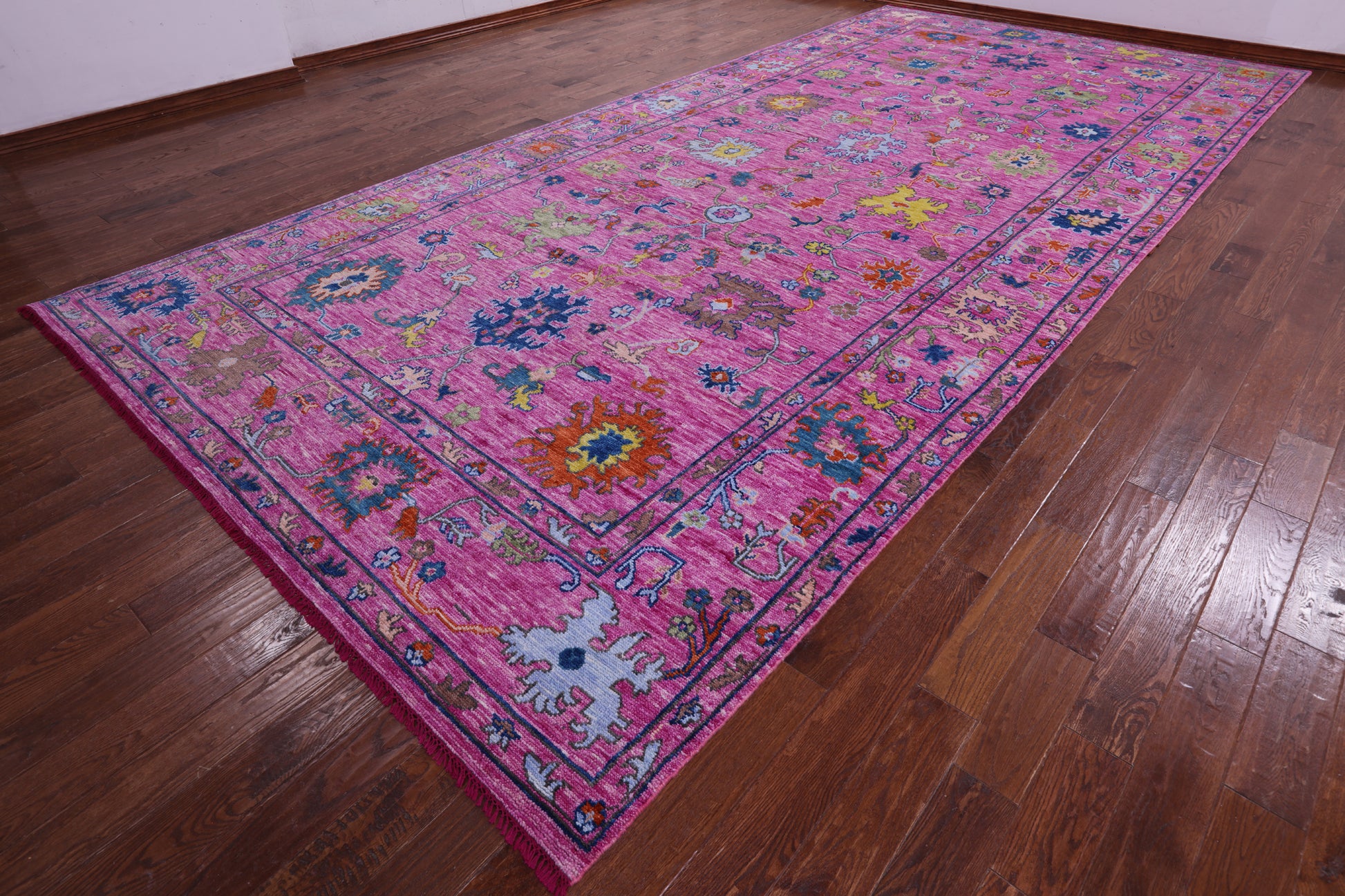 Pink Turkish Oushak Hand Knotted Wool Rug - 8' 11" X 19' 0" - Golden Nile