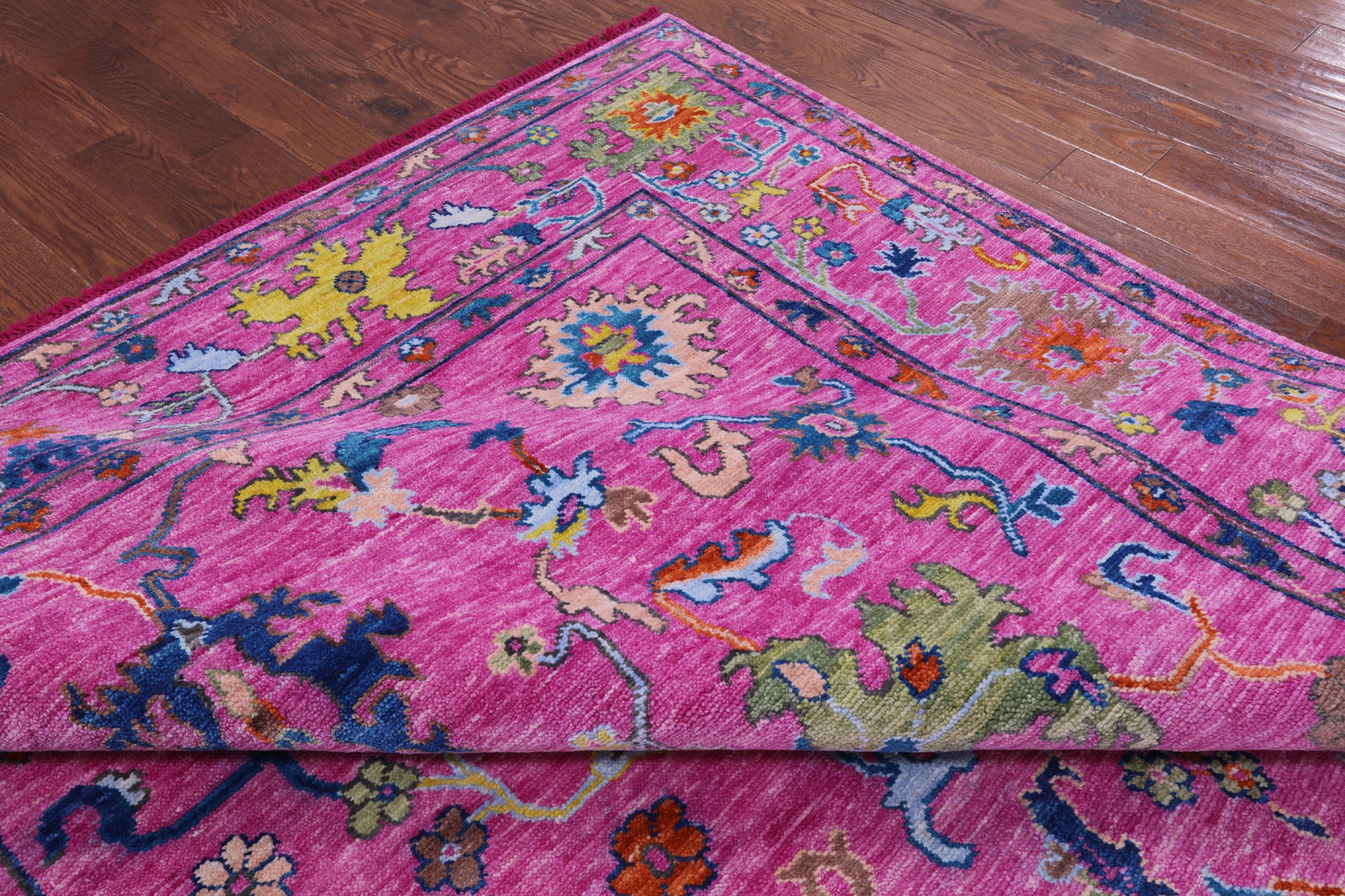 Pink Turkish Oushak Hand Knotted Wool Rug - 8' 11" X 19' 0" - Golden Nile