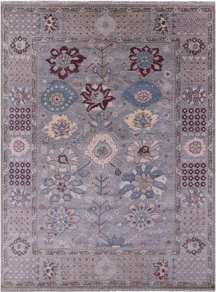 Grey Turkish Oushak Hand Knotted Wool Rug - 9' 2" X 12' 1" - Golden Nile