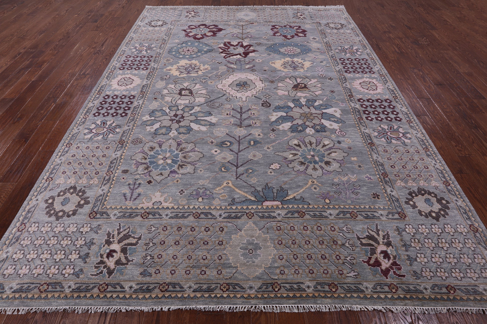 Grey Turkish Oushak Hand Knotted Wool Rug - 9' 2" X 12' 1" - Golden Nile