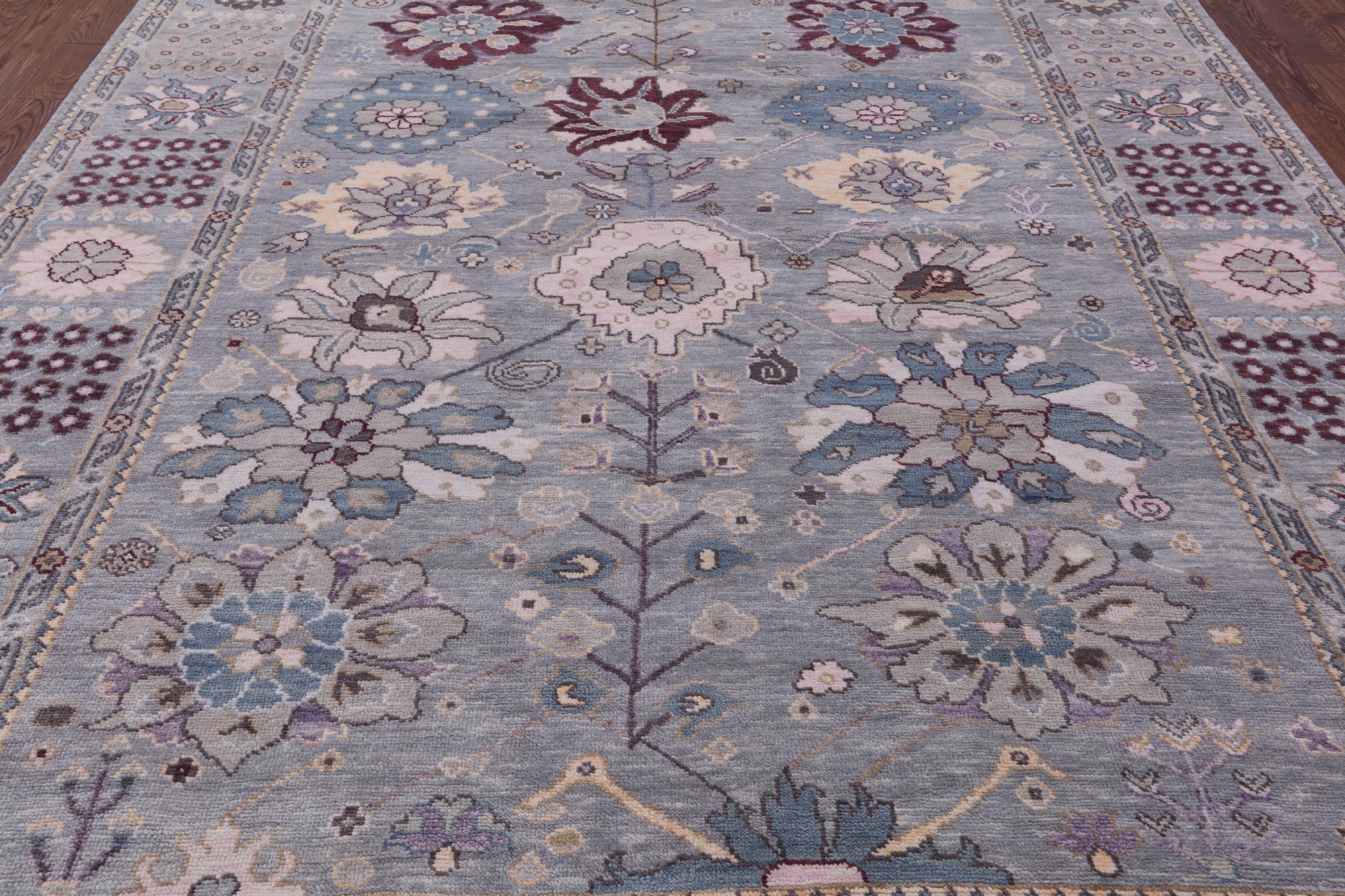 Grey Turkish Oushak Hand Knotted Wool Rug - 9' 2" X 12' 1" - Golden Nile