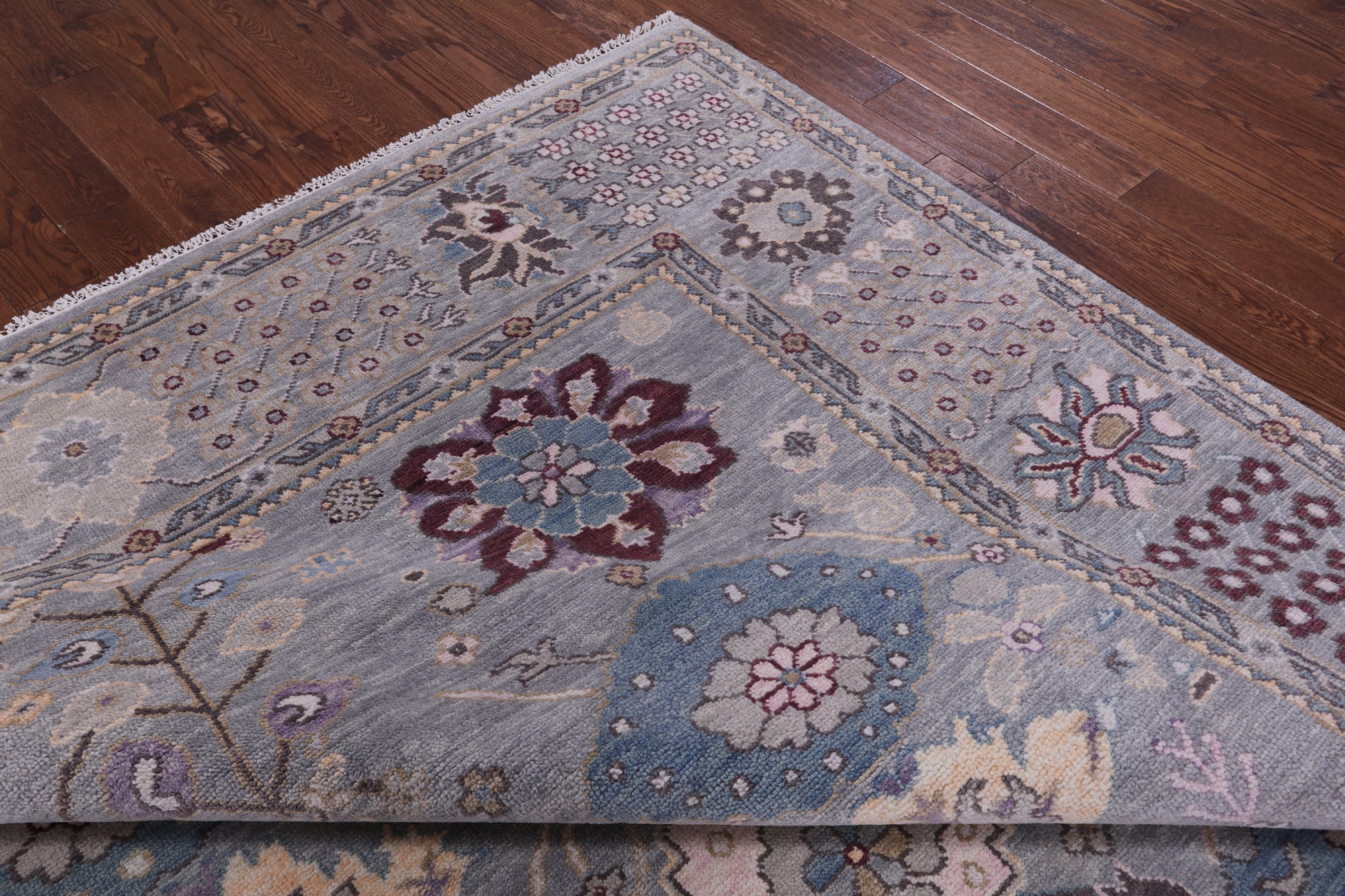 Grey Turkish Oushak Hand Knotted Wool Rug - 9' 2" X 12' 1" - Golden Nile