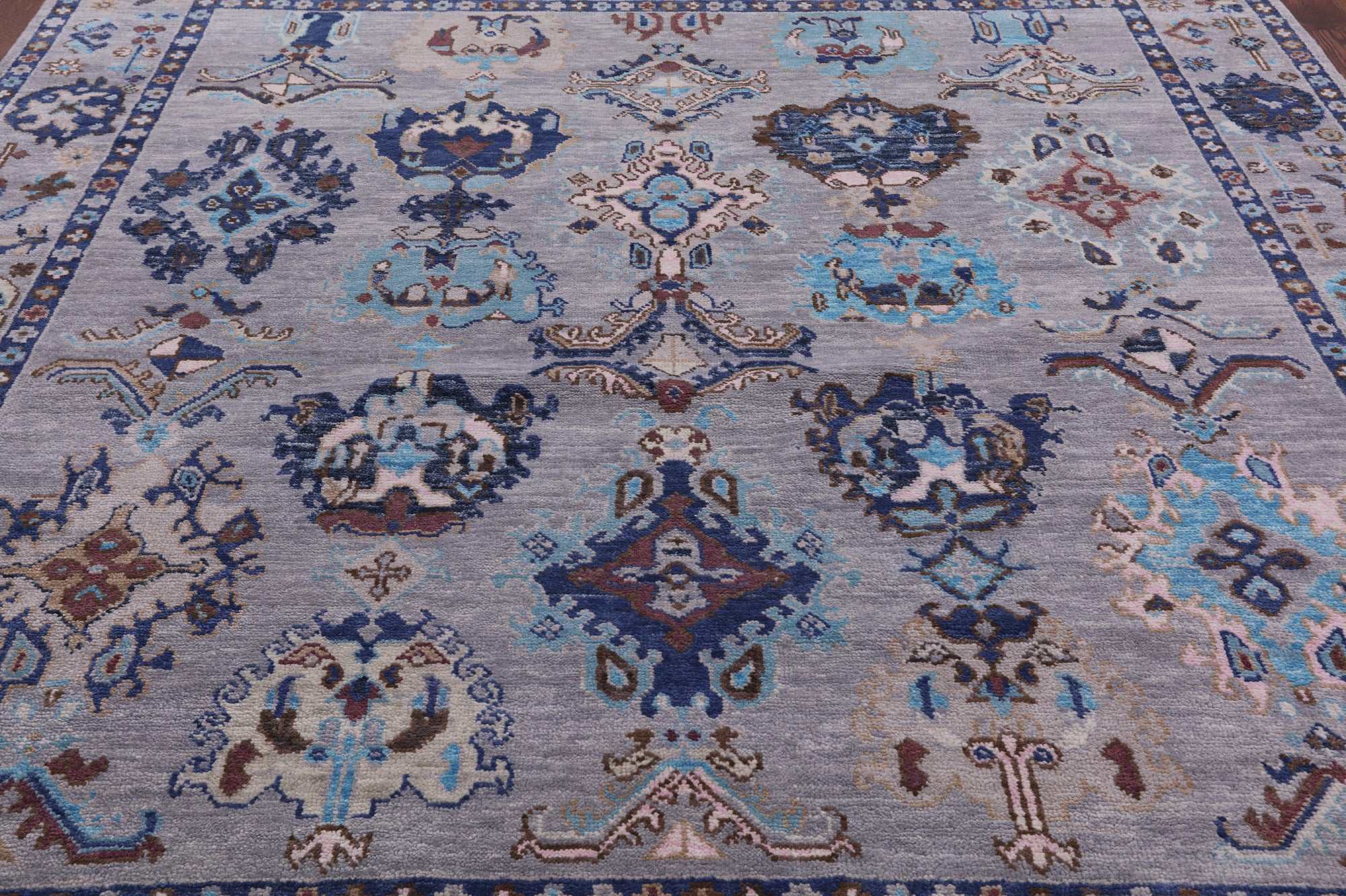Grey Square Turkish Oushak Handmade Wool Rug - 9' 0" X 9' 3" - Golden Nile