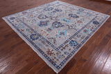 Grey Square Turkish Oushak Handmade Wool Rug - 9' 0" X 9' 3" - Golden Nile