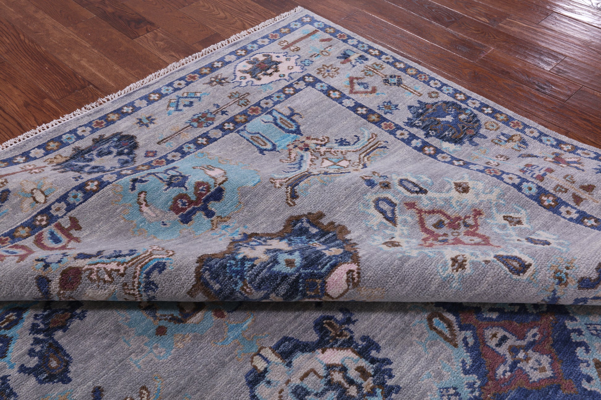 Grey Square Turkish Oushak Handmade Wool Rug - 9' 0" X 9' 3" - Golden Nile